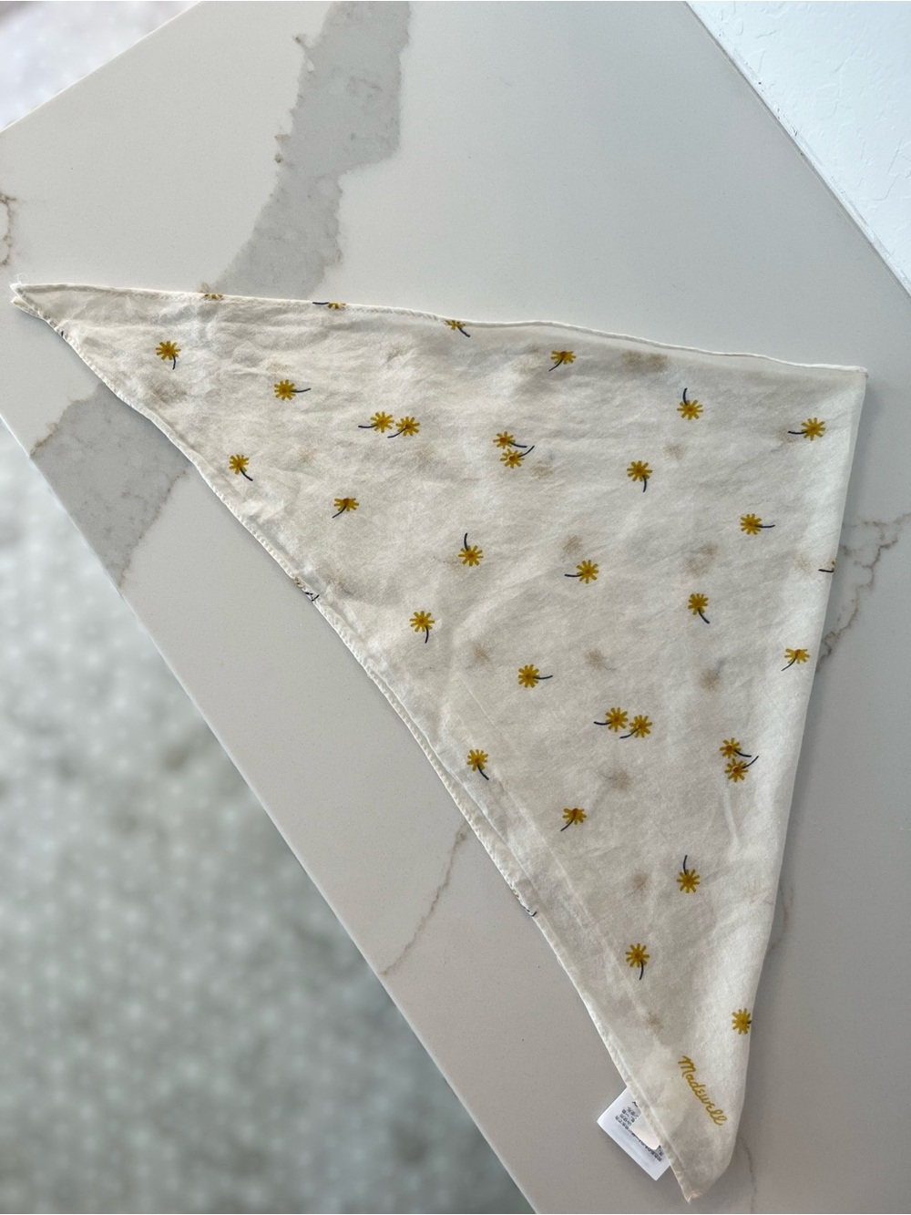 Madewell 100% Organic Cotton Handkerchief | Cream and Yellow Flower Print - Picture 6 of 7